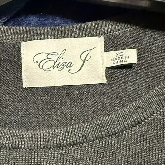 Eliza J Black Tan Size XS Long Sleeve Fit Flare Stretch Sweater Dress - Picture 4 of 5